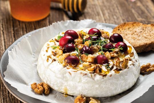 Le Rustique Baked Camembert with Cranberries, Walnuts, Honey and Thyme